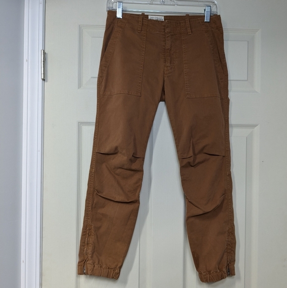 Nili Lotan Military Cropped Pants in Rust Brown Ankle Zip Joggers Size 2 - Picture 2 of 9